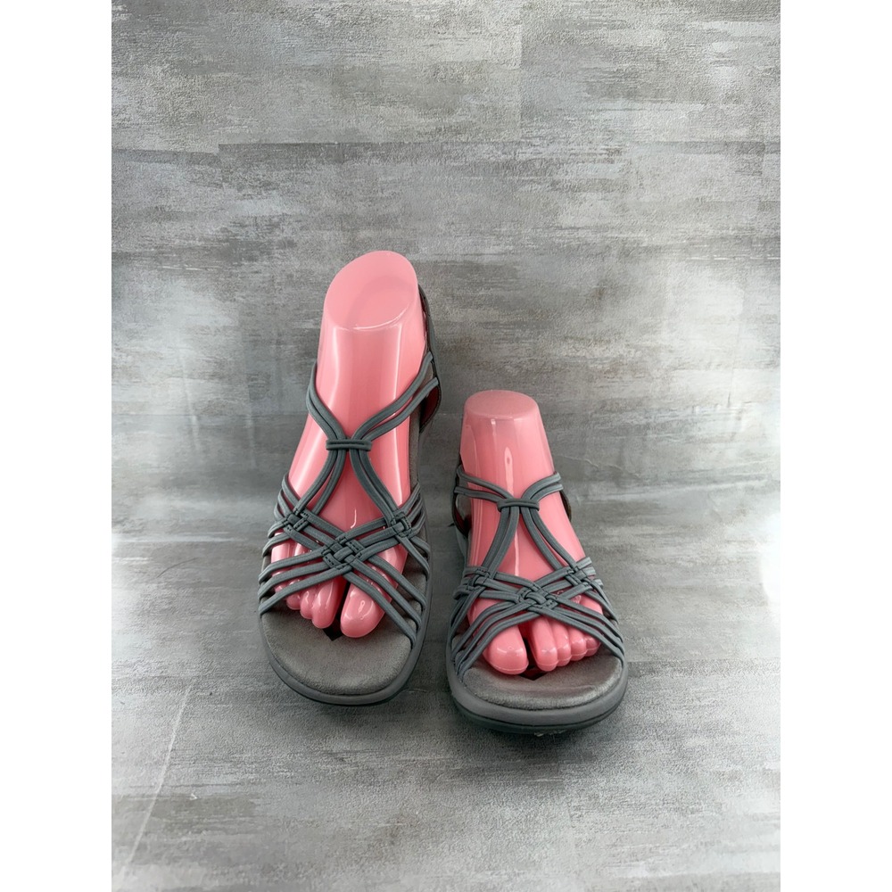 Skechers Reggae Slim Vacay Grey Strappy Sandals Women Size 8 Walking Hiking